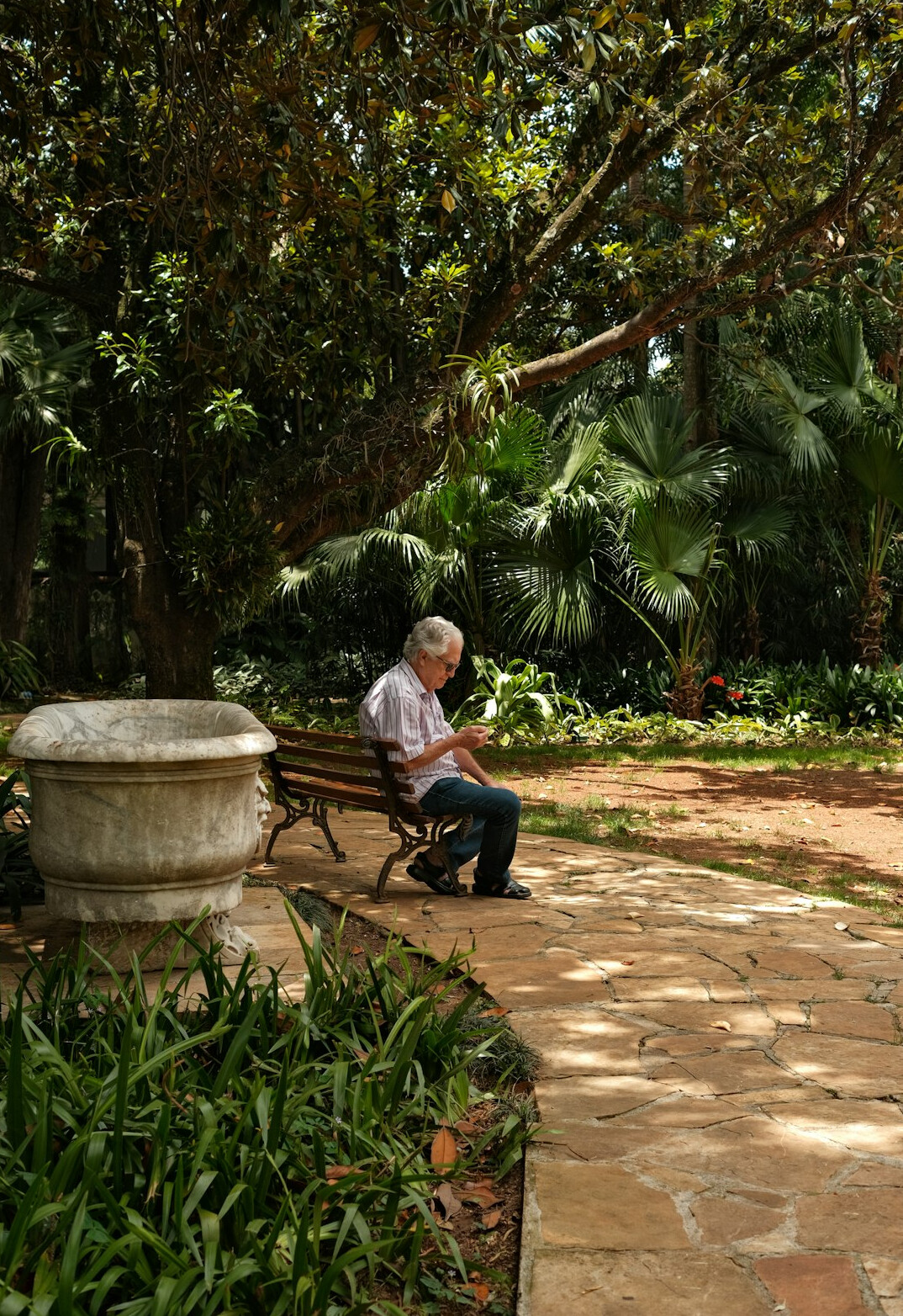 senior residents enjoying garden