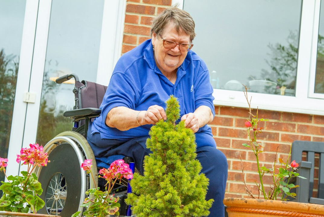 seniors enjoying garden together
