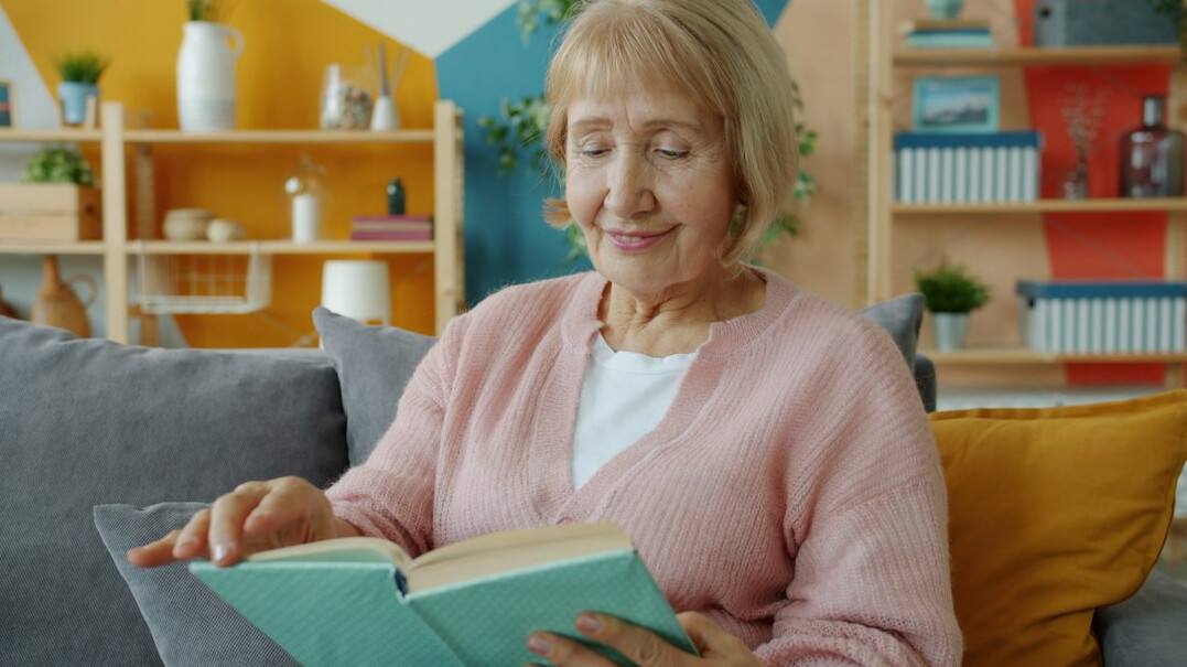 elderly woman smiling home