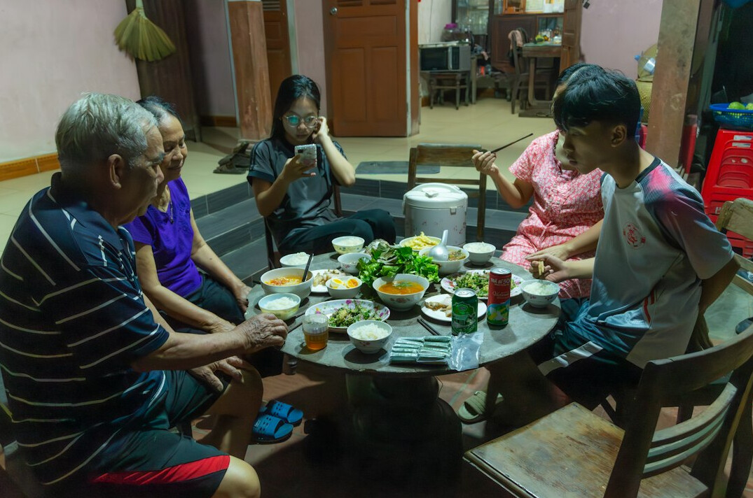 seniors having meal together